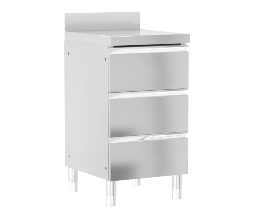 vidaXL virtuves skapīši, 3 gab., nerūsējošs tērauds