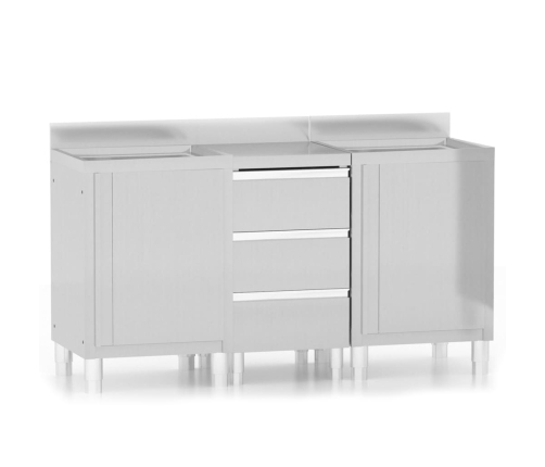 vidaXL virtuves skapīši, 3 gab., nerūsējošs tērauds