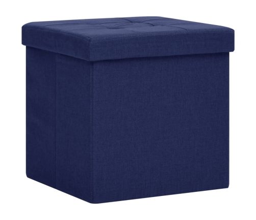 vidaXL soliņš ar kasti, salokāms, zils, mākslīgais lins