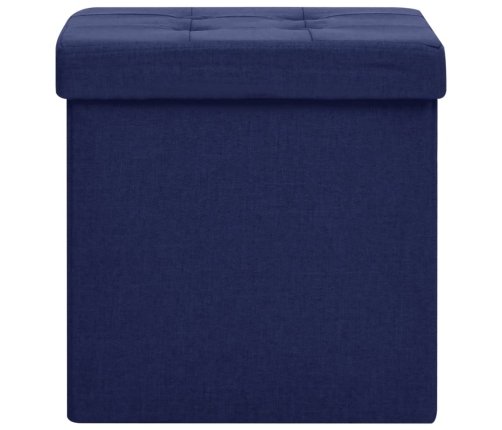 vidaXL soliņš ar kasti, salokāms, zils, mākslīgais lins