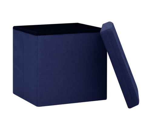 vidaXL soliņš ar kasti, salokāms, zils, mākslīgais lins