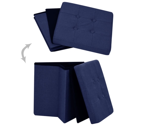 vidaXL soliņš ar kasti, salokāms, zils, mākslīgais lins