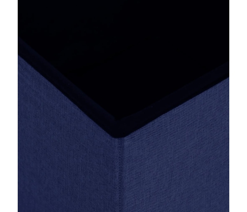 vidaXL soliņš ar kasti, salokāms, zils, mākslīgais lins