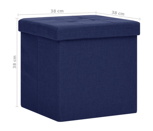 vidaXL soliņš ar kasti, salokāms, zils, mākslīgais lins