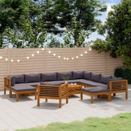 12-Daļīgs Dārza Atpūtas Mēbeļu Komplekts Ar Matračiem, Akācija Vidaxl