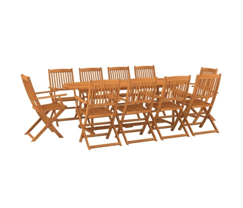 vidaXL 11-daļīgs dārza mēbeļu komplekts 220x90x75cm akācijas masīvkoks