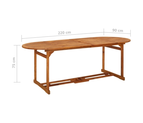 vidaXL 11-daļīgs dārza mēbeļu komplekts 220x90x75cm akācijas masīvkoks