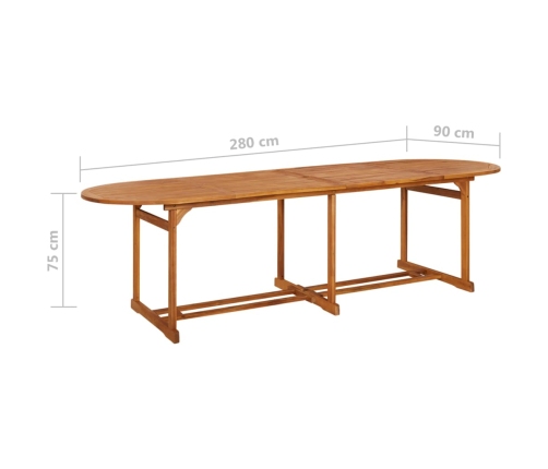vidaXL 13-daļīgs dārza mēbeļu komplekts 280x90x75cm akācijas masīvkoks
