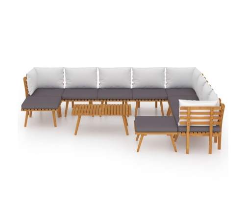 vidaXL 11-daļīgs dārza atpūtas mēbeļu komplekts ar matračiem, akācija