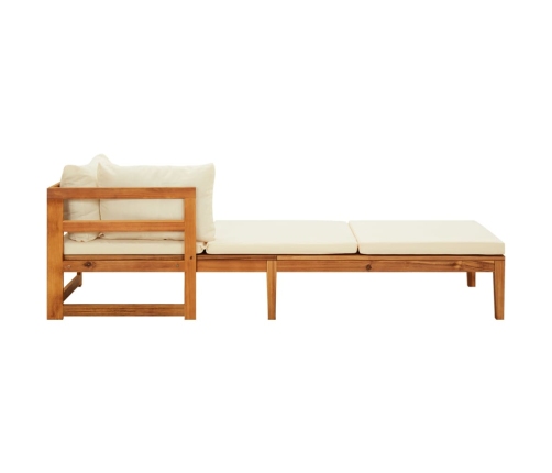 vidaXL sauļošanās zviļņi ar krēmbaltiem matračiem, 2 gab., akācija