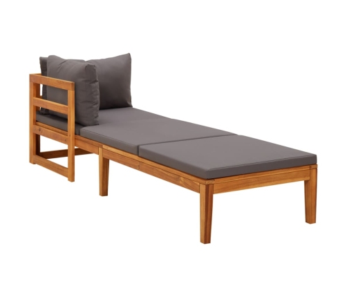 vidaXL sauļošanās zviļņi ar tumši pelēkiem matračiem, 2 gab., akācija