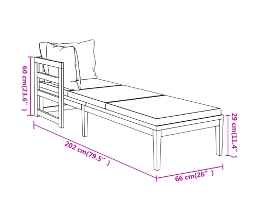 vidaXL sauļošanās zviļņi ar tumši pelēkiem matračiem, 2 gab., akācija