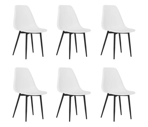 vidaXL virtuves krēsli, 6 gab., balts PP