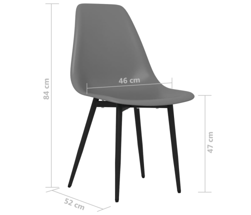 vidaXL virtuves krēsli, 6 gab., pelēks PP