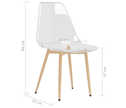 vidaXL virtuves krēsli, 6 gab., caurspīdīgs PET