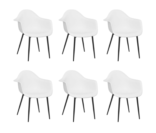 vidaXL virtuves krēsli, 6 gab., balts PP