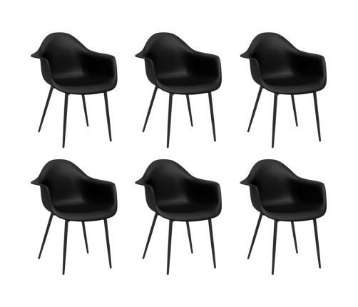 vidaXL virtuves krēsli, 6 gab., melns PP