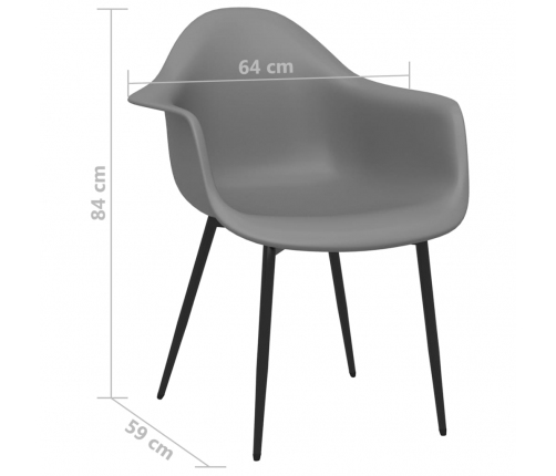 vidaXL virtuves krēsli, 6 gab., pelēks PP