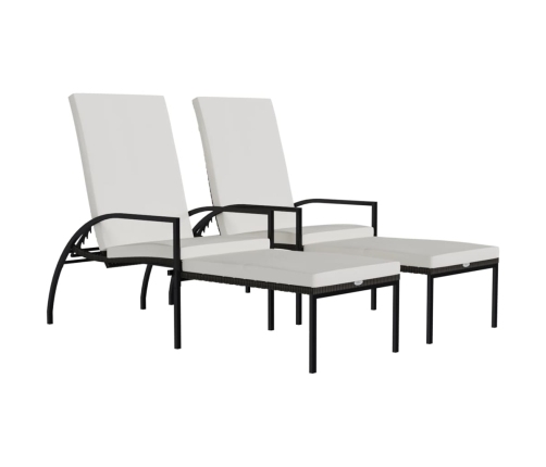 vidaXL sauļošanās zviļņi ar kāju balstiem, 2 gb., brūna PE rotangpalma