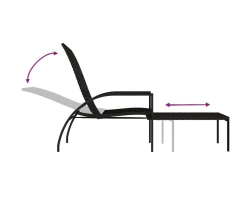 vidaXL sauļošanās zviļņi ar kāju balstiem, 2 gb., brūna PE rotangpalma