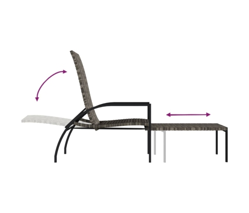 vidaXL sauļošanās zviļņi ar kāju balstiem, 2 gab., PE rotangpalma