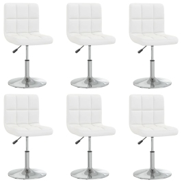 Virtuves Krēsli, 6 Gab., Balta Mākslīgā Āda Vidaxl