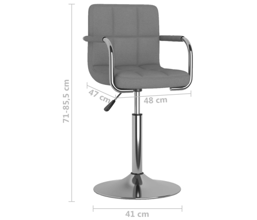 vidaXL virtuves krēsls, gaiši pelēks audums