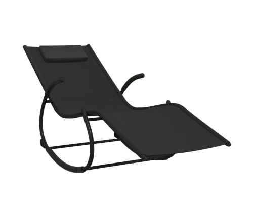 vidaXL sauļošanās šūpuļkrēsls, tērauds, melns tekstilēns