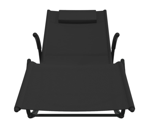 vidaXL sauļošanās šūpuļkrēsls, tērauds, melns tekstilēns