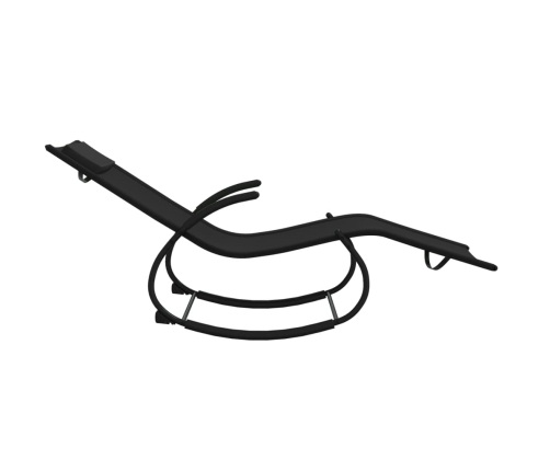 vidaXL sauļošanās šūpuļkrēsls, tērauds, melns tekstilēns