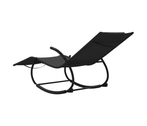 vidaXL sauļošanās šūpuļkrēsls, tērauds, melns tekstilēns