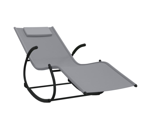 vidaXL sauļošanās šūpuļkrēsls, tērauds, pelēks tekstilēns