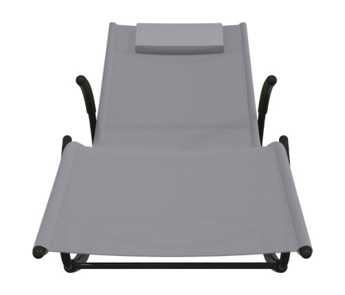 vidaXL sauļošanās šūpuļkrēsls, tērauds, pelēks tekstilēns