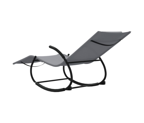 vidaXL sauļošanās šūpuļkrēsls, tērauds, pelēks tekstilēns