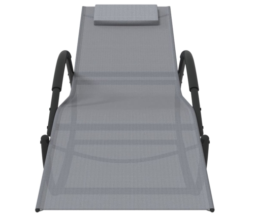 vidaXL sauļošanās šūpuļkrēsls, tērauds, pelēks tekstilēns