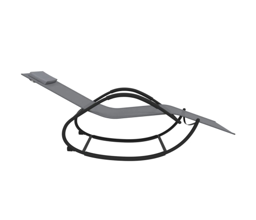 vidaXL sauļošanās šūpuļkrēsls, tērauds, pelēks tekstilēns