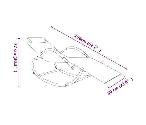 vidaXL sauļošanās šūpuļkrēsls, tērauds, pelēks tekstilēns