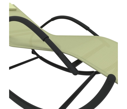 vidaXL sauļošanās šūpuļkrēsls, krēmkrāsas, tērauds un tekstilēns