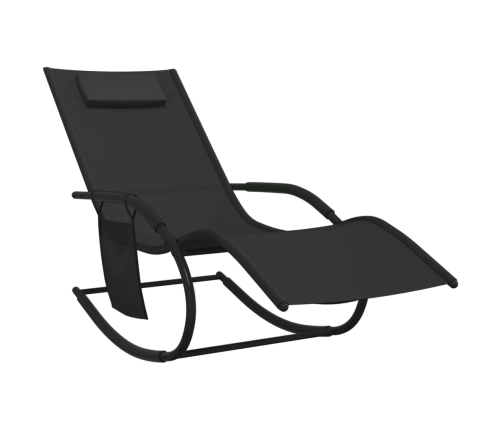 vidaXL sauļošanās šūpuļkrēsls, tērauds, melns tekstilēns