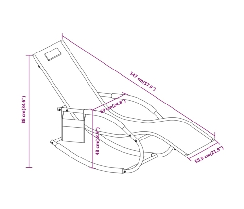 vidaXL sauļošanās šūpuļkrēsls, tērauds, melns tekstilēns