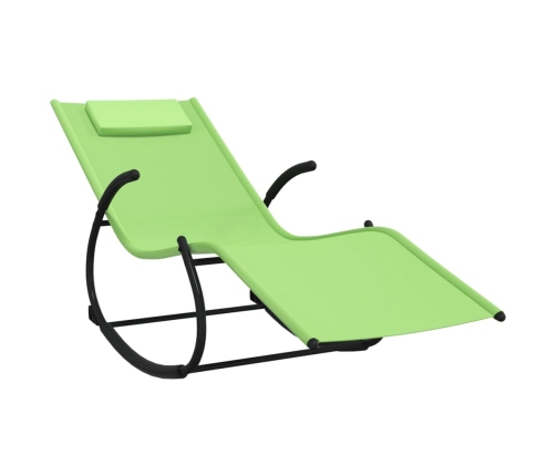 vidaXL sauļošanās šūpuļkrēsli, 2 gab., tērauds, zaļš tekstilēns