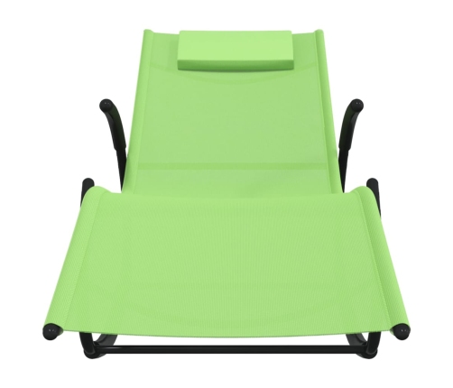 vidaXL sauļošanās šūpuļkrēsli, 2 gab., tērauds, zaļš tekstilēns