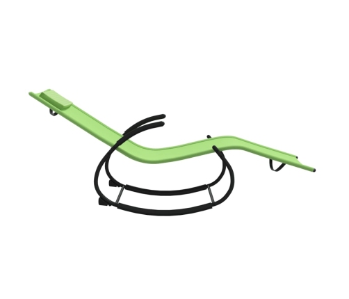 vidaXL sauļošanās šūpuļkrēsli, 2 gab., tērauds, zaļš tekstilēns