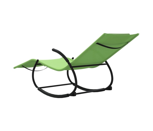 vidaXL sauļošanās šūpuļkrēsli, 2 gab., tērauds, zaļš tekstilēns