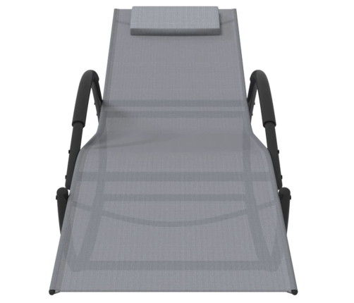 vidaXL sauļošanās šūpuļkrēsli, 2 gab., pelēki, tērauds un tekstilēns