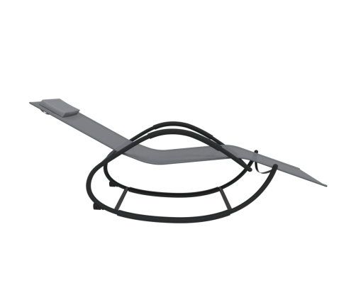 vidaXL sauļošanās šūpuļkrēsli, 2 gab., pelēki, tērauds un tekstilēns