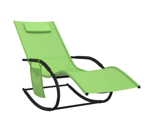 vidaXL sauļošanās šūpuļkrēsli, 2 gab., tērauds, zaļš tekstilēns