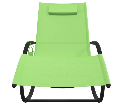 vidaXL sauļošanās šūpuļkrēsli, 2 gab., tērauds, zaļš tekstilēns