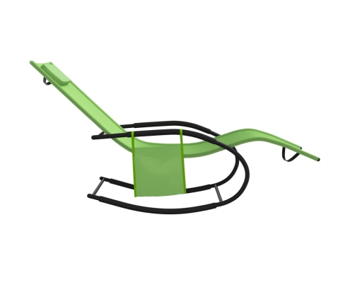 vidaXL sauļošanās šūpuļkrēsli, 2 gab., tērauds, zaļš tekstilēns