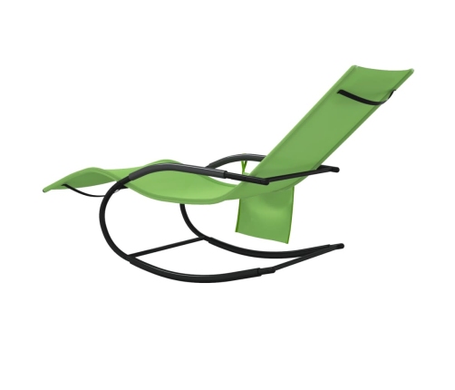 vidaXL sauļošanās šūpuļkrēsli, 2 gab., tērauds, zaļš tekstilēns